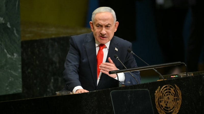 Netanjahu na půdě OSN: Kdo viní Izrael z genocidy, měl by se stydět. Třeba starosta New Yorku